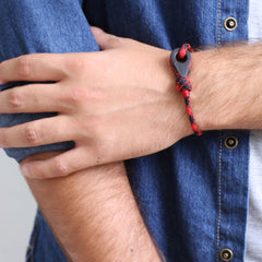 LONG BEACH Mens Womens Thimble Charm Bracelets Paracord Rope Wristbands Black Red Matte Black | Fathom Bracelets