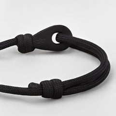 ANTILLA Mens Womens Thimble Charm Bracelets Paracord Rope Wristbands Black Matte Black