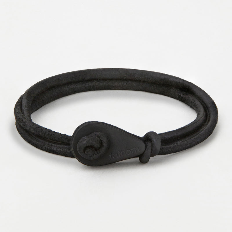 AOLA BAY Distressed Leather Thimble Charm Bracelets Mens Womens Wrap Wristbands Black Matte Black