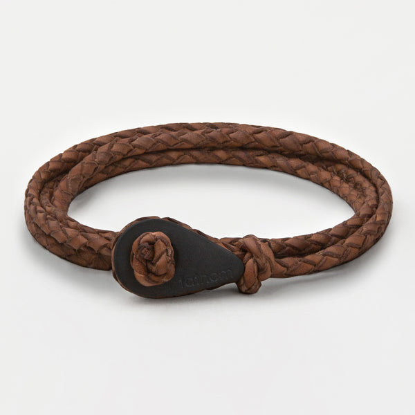 LILLESAND Braided Leather Bracelets Thimble Charm Wrap Wristbands for Men  Women Brown Four Wraps Silver