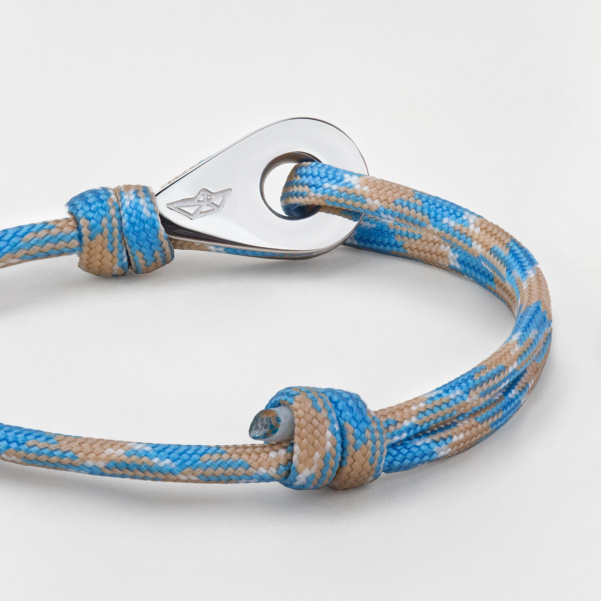 HONG KONG Mens Womens Thimble Charm Bracelets Paracord Rope Wristbands Light Blue Beige Silver
