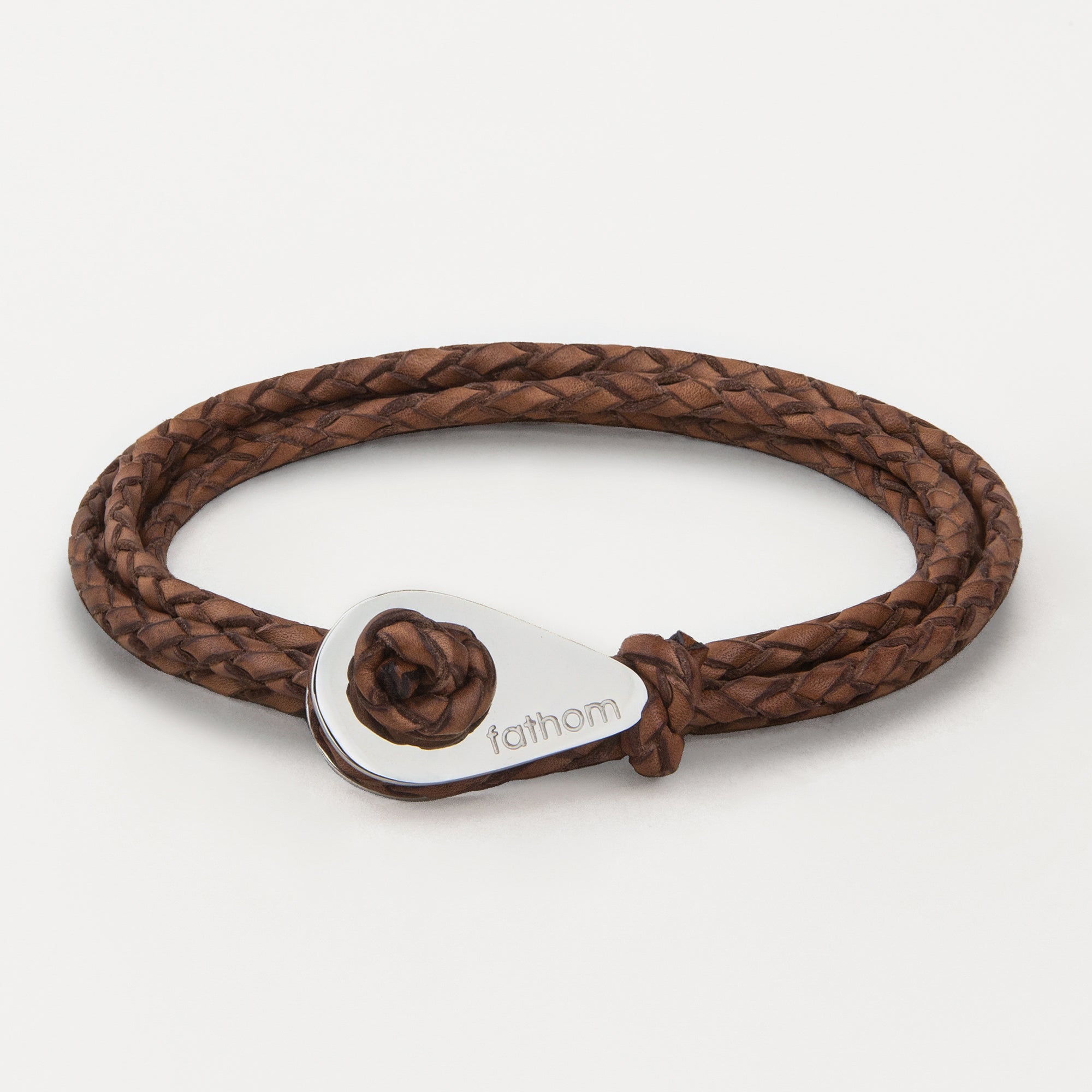 LILLESAND Braided Leather Bracelets Thimble Charm Wrap Wristbands for Men Women Brown Four Wraps Silver