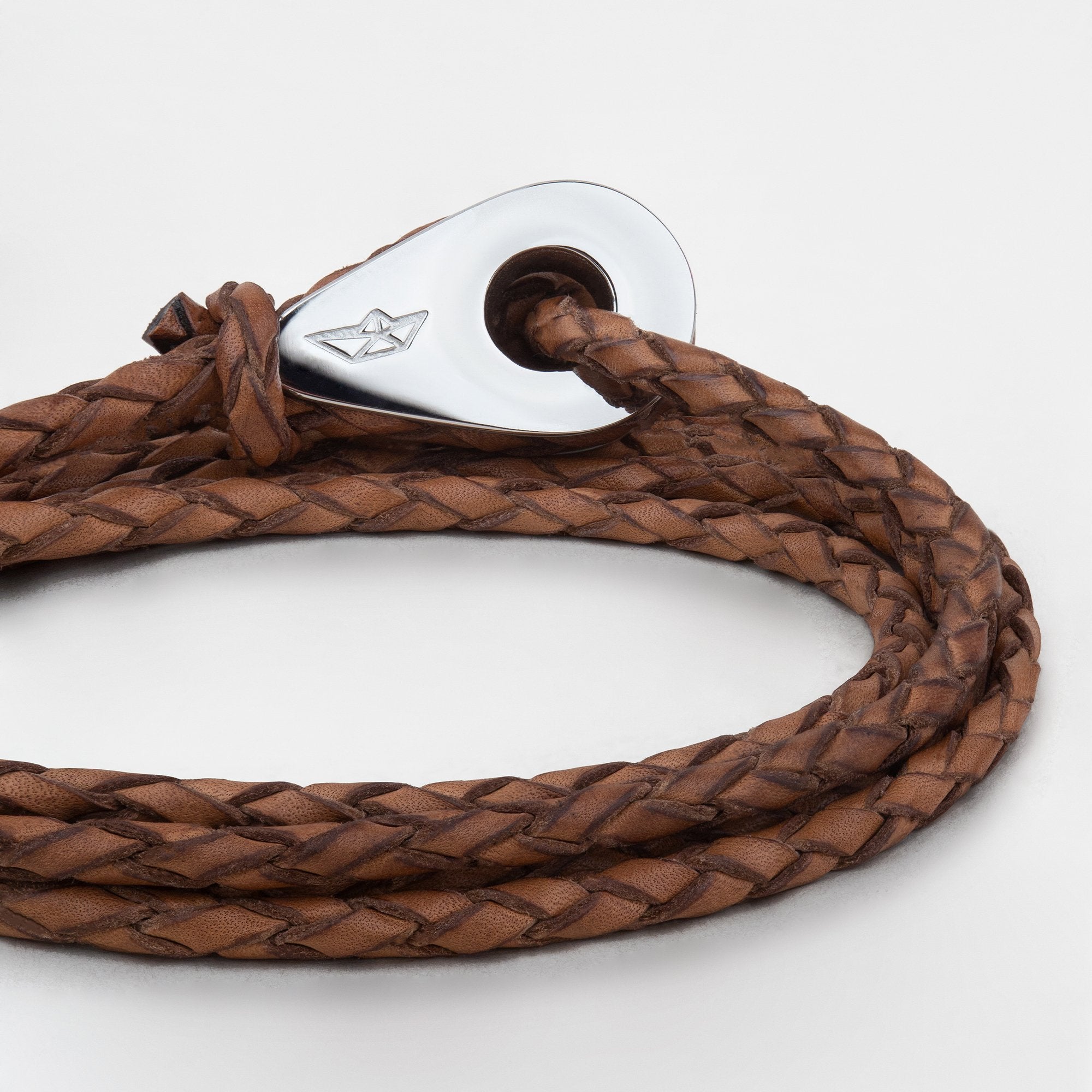 LILLESAND Bracelet en Cuir Tressé Marron