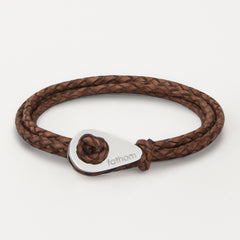 LILLESAND Braided Leather Bracelets Thimble Charm Wrap Wristbands for Men Women Brown Four Wraps Silver