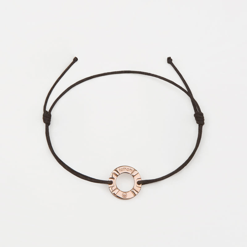 ROCHEFORT Mens Womens Buoy Charm String Friendship Bracelets Love His and Hers For Men and Women Rose Gold Dark Brown