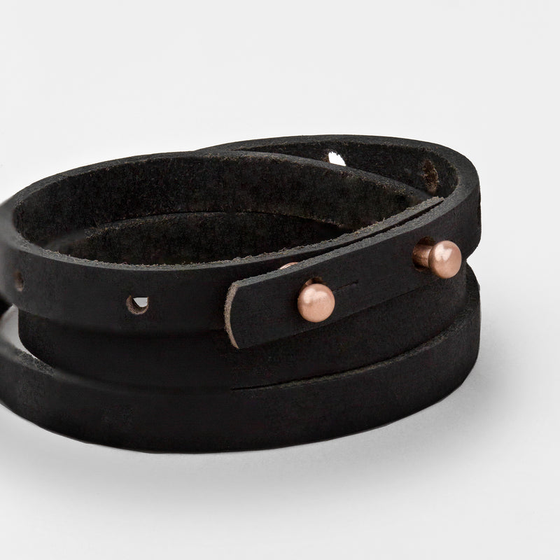 WEST PORT Leather Mens Womens Cuff Bracelets Designer Wrap Wristbands Black Rose Gold