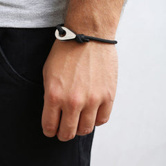 LISBON Mens Womens Thimble Charm Bracelets Paracord Rope Wristbands Black Silver | Fathom Bracelets