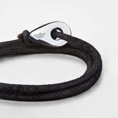 BALBOA Distressed Leather Thimble Charm Bracelets Mens Womens Wrap Wristbands Black Silver