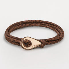 CALLAO Braided Leather Bracelets Thimble Charm Wrap Wristbands for Men Women Brown Four Wraps Rose Gold