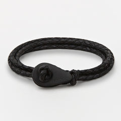 CAPE TOWN Braided Leather Bracelets Thimble Charm Wrap Wristbands for Men Women Black Four Wraps Matte Black