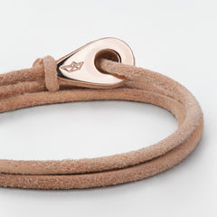 DURBAN Distressed Leather Thimble Charm Bracelets Mens Womens Wrap Wristbands Beige Rose Gold