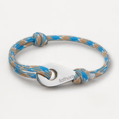 HONG KONG Mens Womens Thimble Charm Bracelets Paracord Rope Wristbands Light Blue Beige Silver