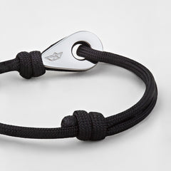 LISBON Mens Womens Thimble Charm Bracelets Paracord Rope Wristbands Black Silver