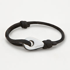 LISBON Mens Womens Thimble Charm Bracelets Paracord Rope Wristbands Black Silver