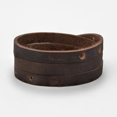 KLAIPEDA Leather Mens Womens Cuff Bracelets Designer Wrap Wristbands Dark Brown Matte Black