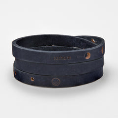 ITEA Leather Mens Womens Cuff Bracelets Designer Wrap Wristbands Navy Blue Silver