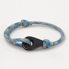 MELBOURNE Mens Womens Thimble Charm Bracelets Paracord Rope Wristbands Light Blue Beige Matte Black