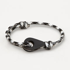 PORT SAID Mens Womens Thimble Charm Bracelets Paracord Rope Wristbands Black White Matte Black