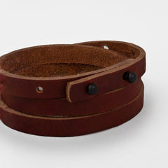 PORT SAMUI Leather Mens Womens Cuff Bracelets Designer Wrap Wristbands Antique Brown Matte Black