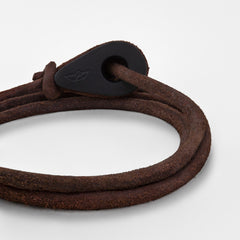 PORT SUDAN Distressed Leather Thimble Charm Bracelets Mens Womens Wrap Wristbands Brown Matte Black