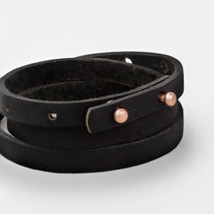 WEST PORT Leather Mens Womens Cuff Bracelets Designer Wrap Wristbands Black Rose Gold