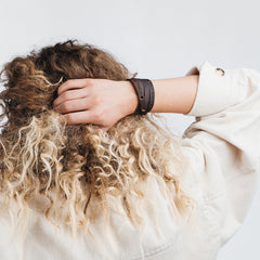 ST IVES Leather Mens Womens Cuff Bracelets Designer Wrap Wristbands Dark Brown Silver | Fathom Bracelets