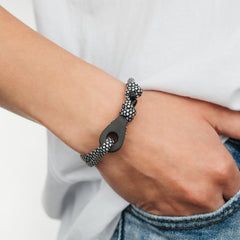 DOHA Mens Womens Thimble Charm Bracelets Paracord Rope Wristbands Black White Matte Black