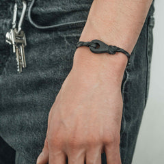 APIA Mens Womens Thimble Charm Bracelets Paracord Rope Wristbands Black Grey Matte Black