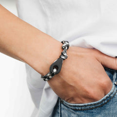 PORT SAID Mens Womens Thimble Charm Bracelets Paracord Rope Wristbands Black White Matte Black