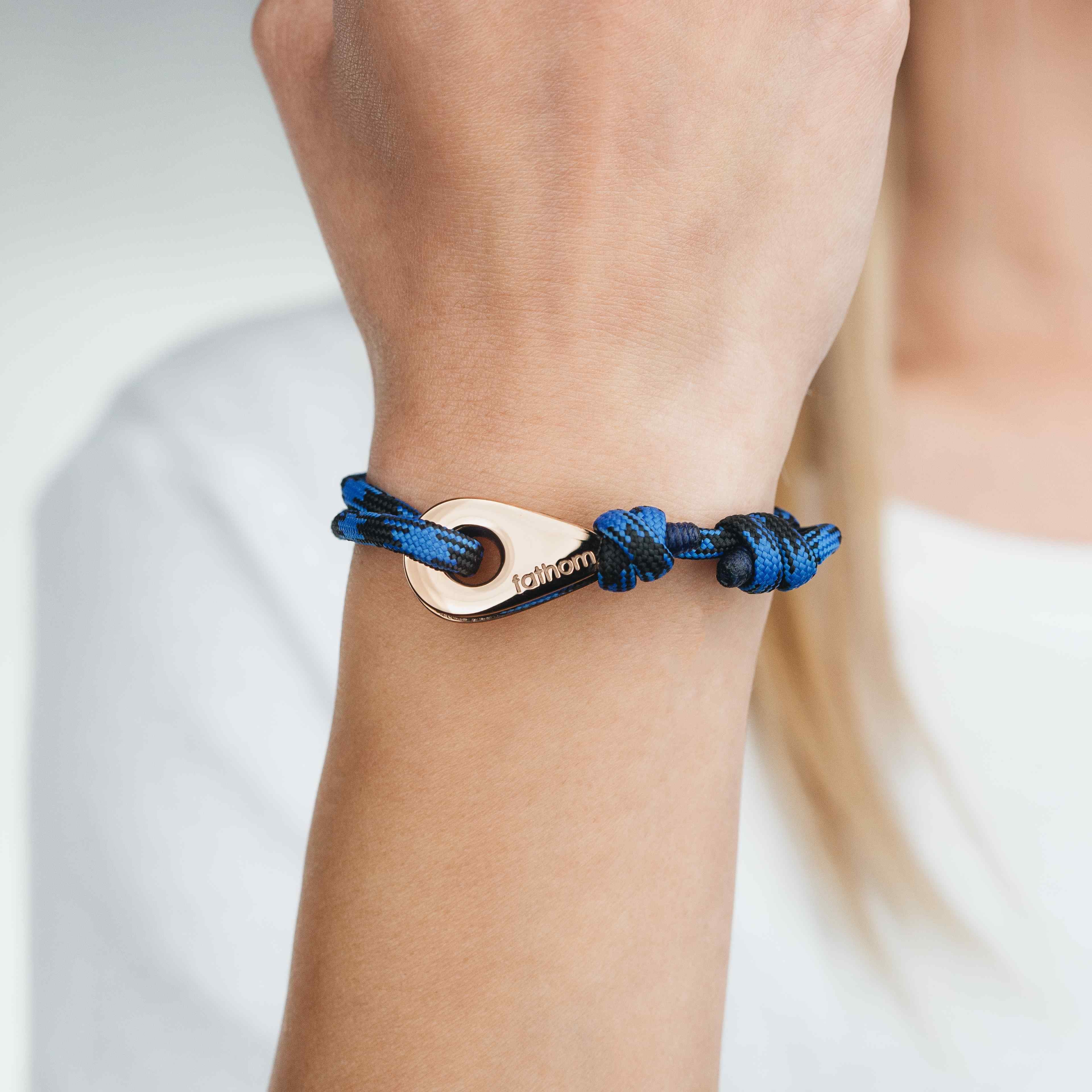VANCOUVER Mens Womens Thimble Charm Bracelets Paracord Rope Wristbands  Black Blue Rose Gold