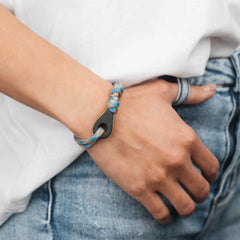 MELBOURNE Mens Womens Thimble Charm Bracelets Paracord Rope Wristbands Light Blue Beige Matte Black