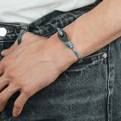 MELBOURNE Mens Womens Thimble Charm Bracelets Paracord Rope Wristbands Light Blue Beige Matte Black