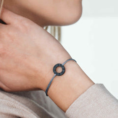 NOUMEA Mens Womens Buoy Charm String Friendship Bracelets Love His and Hers For Men and Women Matte Black Grey
