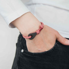 SANTA MARTA Mens Womens Thimble Charm Bracelets Paracord Rope Wristbands Red White Matte Black