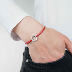 KEFLAVIK Mens Womens Buoy Charm String Friendship Bracelets Love His and Hers For Men and Women Silver Red