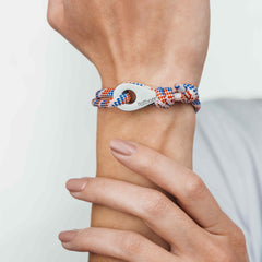 LA SPEZIA Mens Womens Thimble Charm Bracelets Paracord Rope Wristbands Red Blue White Silver